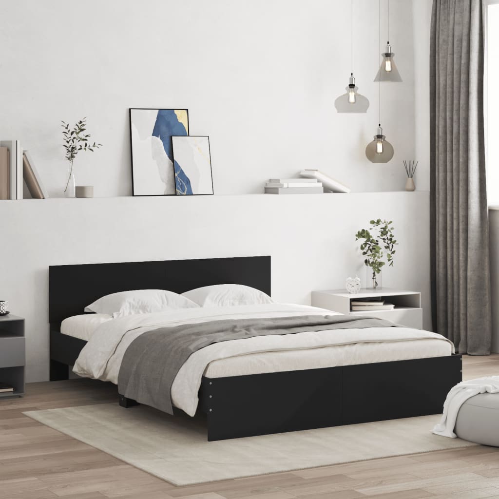 Bed Frame without Mattress Black 140x190 cm
