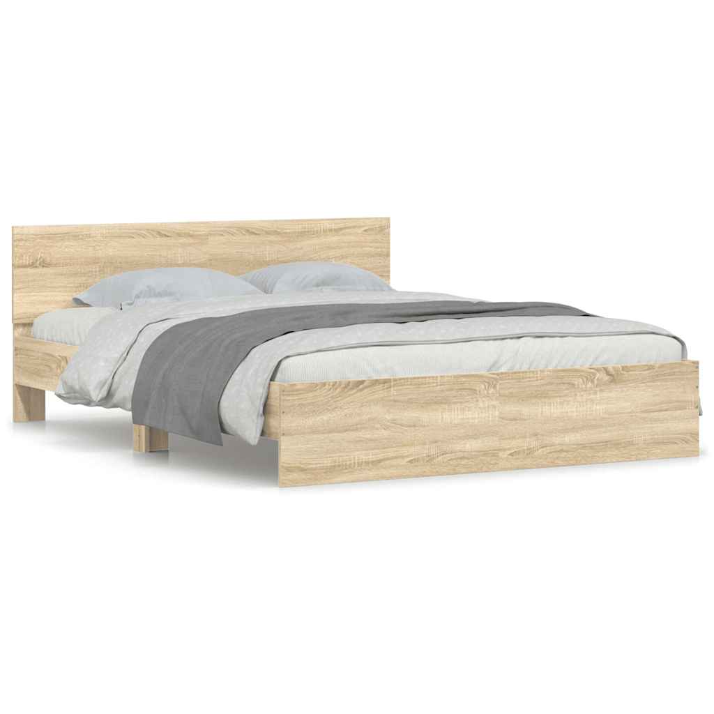 Bed Frame without Mattress Sonoma Oak 140x190 cm