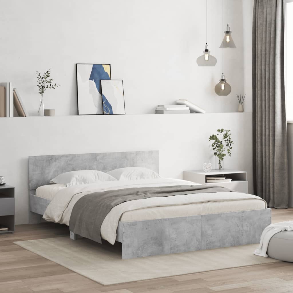 Bed Frame without Mattress Concrete Grey 140x190 cm