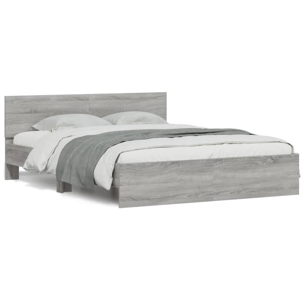 Bed Frame without Mattress Grey Sonoma 140x190 cm