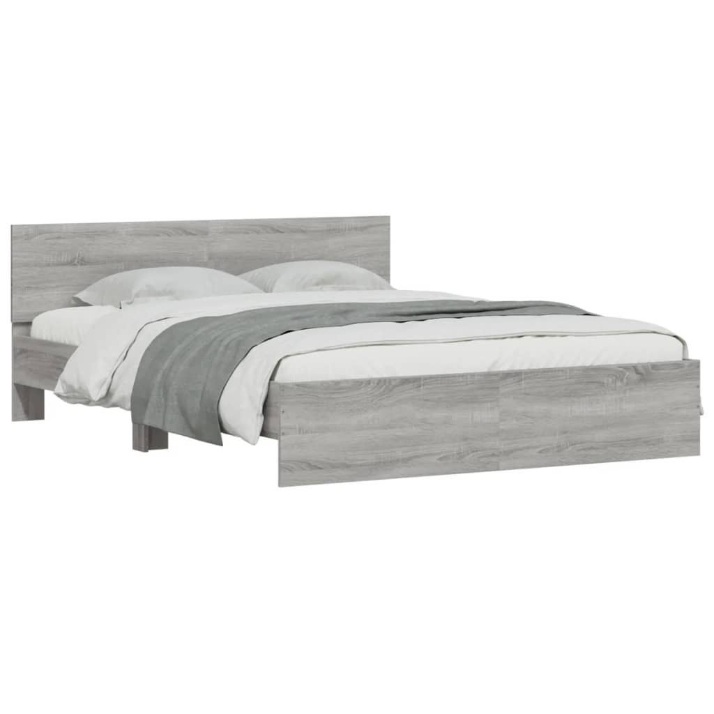 Bed Frame without Mattress Grey Sonoma 140x190 cm
