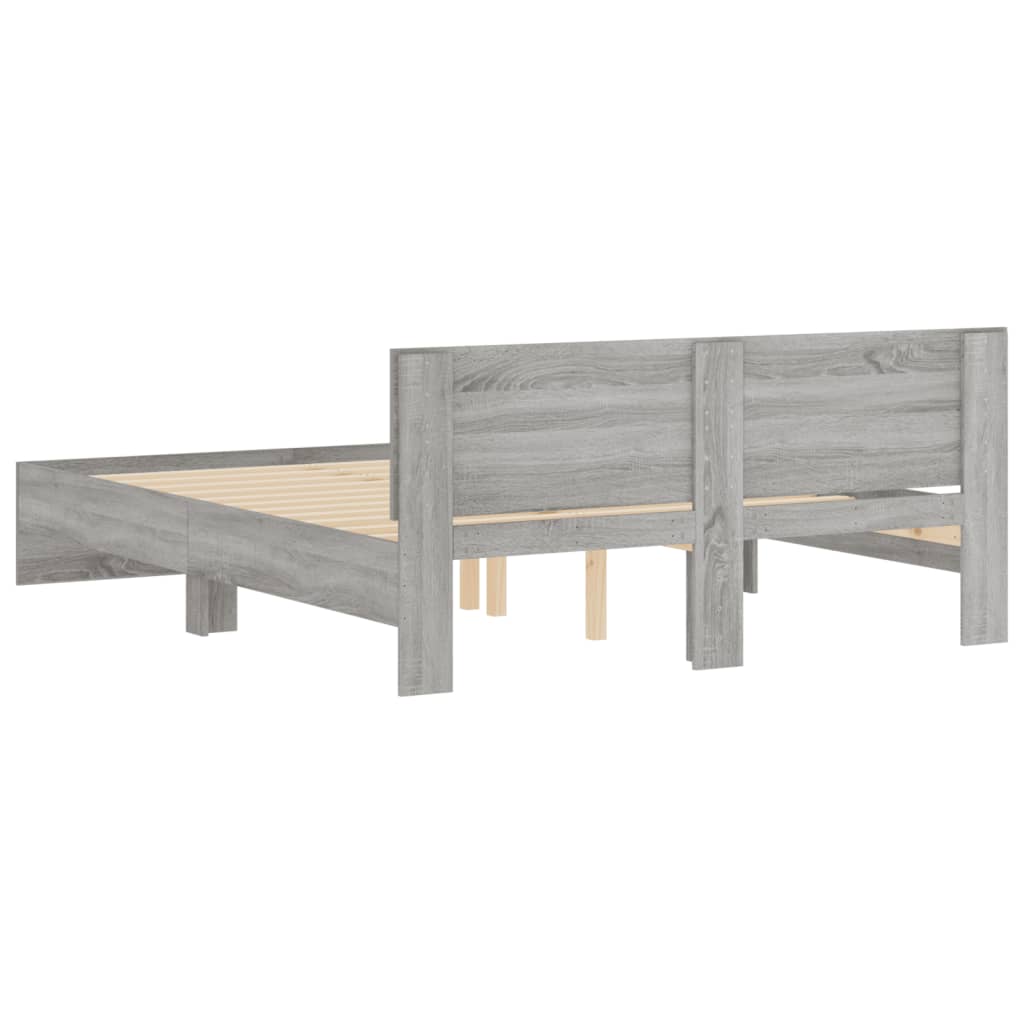 Bed Frame without Mattress Grey Sonoma 140x190 cm