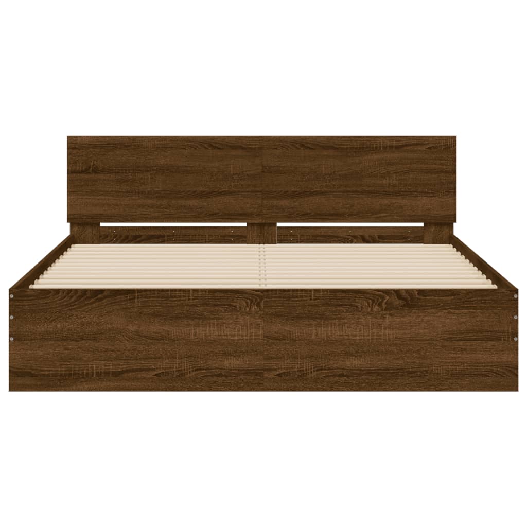 Bed Frame without Mattress Brown Oak 140x190 cm