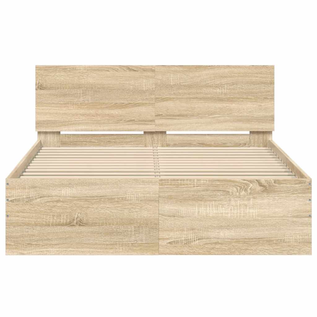 Bed Frame without Mattress Sonoma Oak 135x190 cm Double