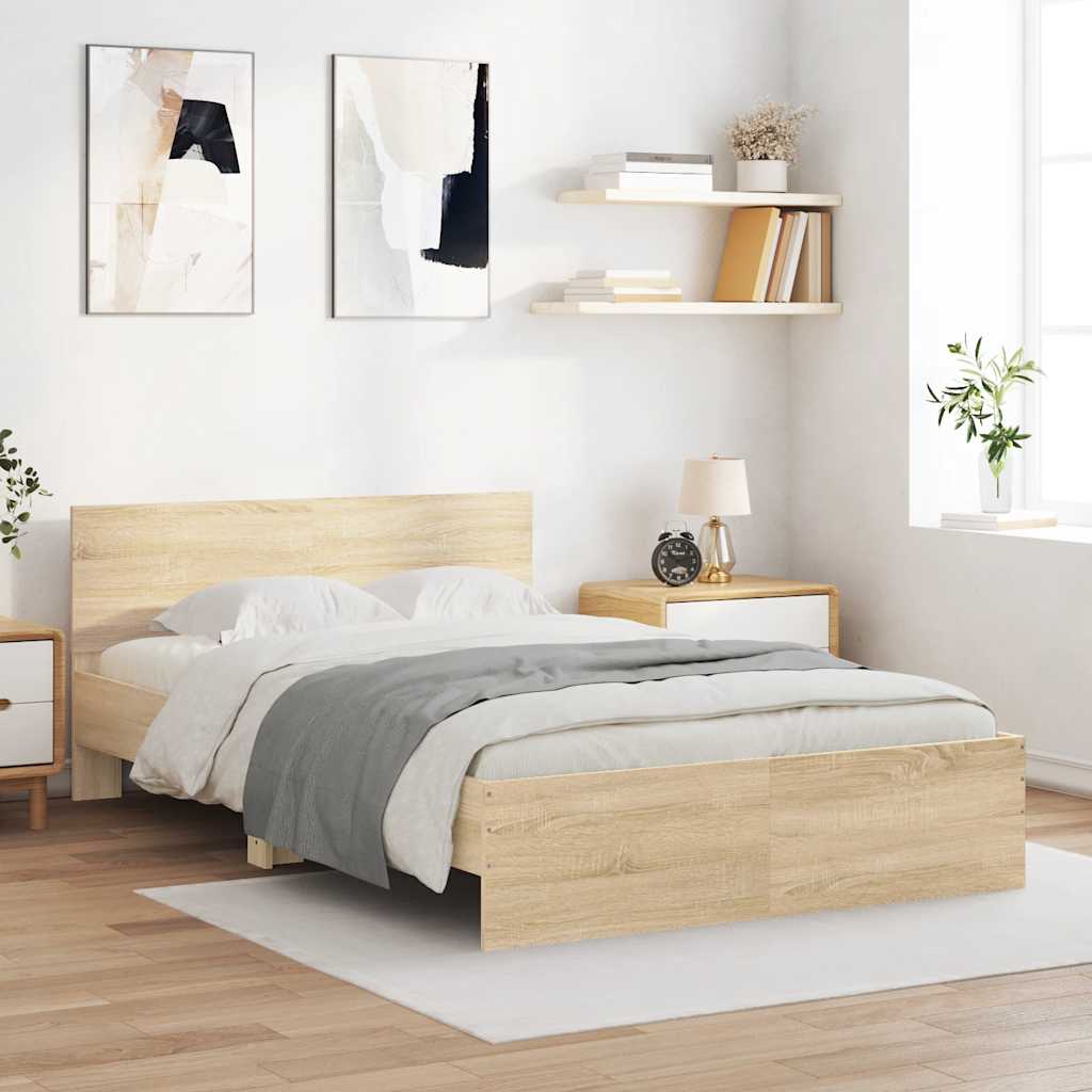 Bed Frame without Mattress Sonoma Oak 135x190 cm Double