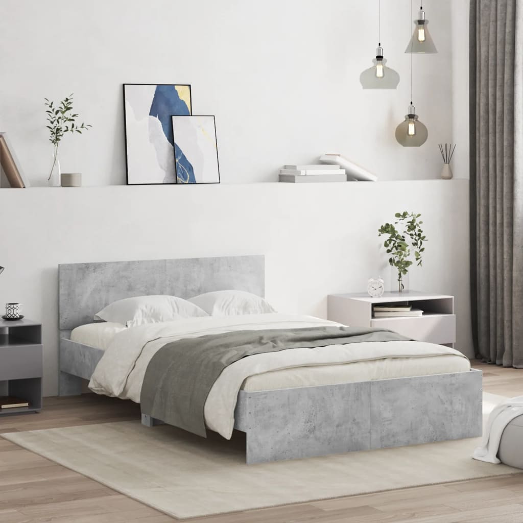 Bed Frame without Mattress Concrete Grey 135x190 cm Double