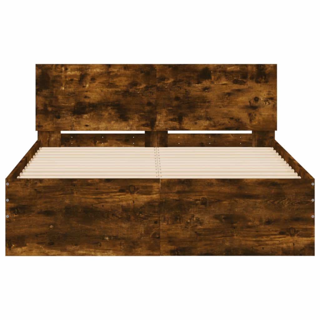 Bed Frame without Mattress Smoked Oak 135x190 cm Double