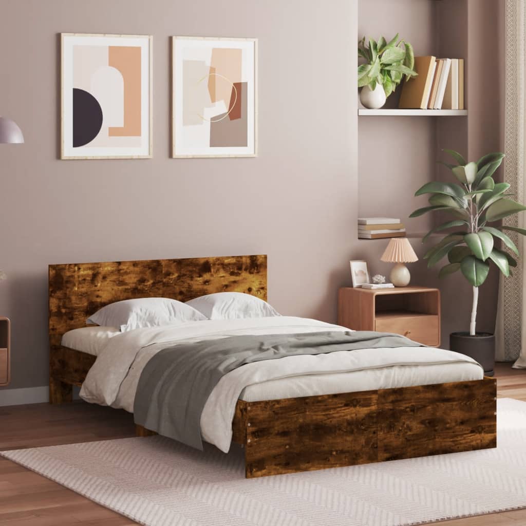 Bed Frame without Mattress Smoked Oak 135x190 cm Double