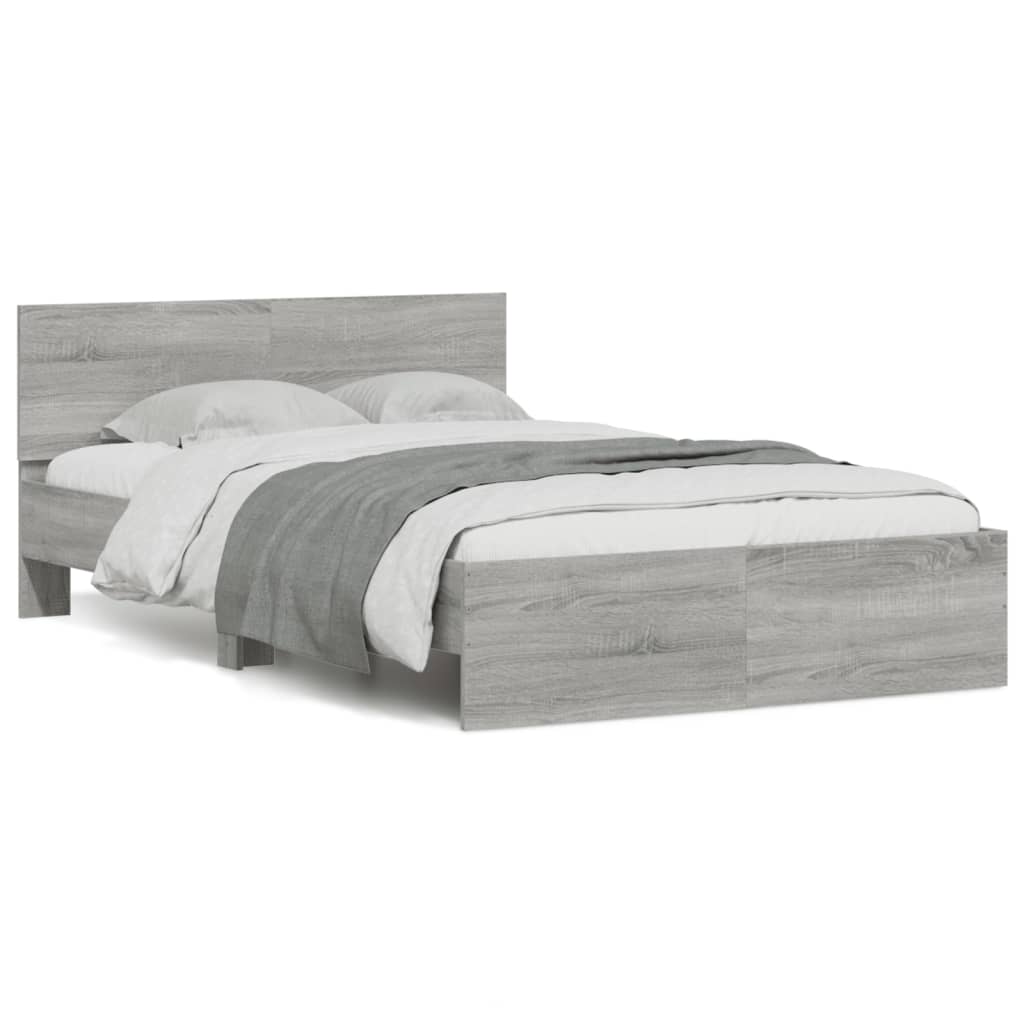 Bed Frame without Mattress Grey Sonoma 135x190 cm Double
