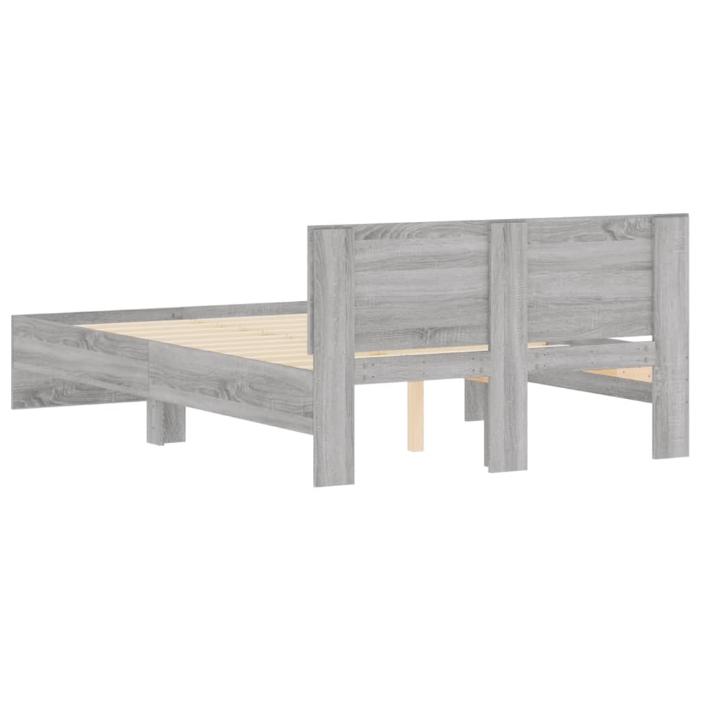 Bed Frame without Mattress Grey Sonoma 135x190 cm Double