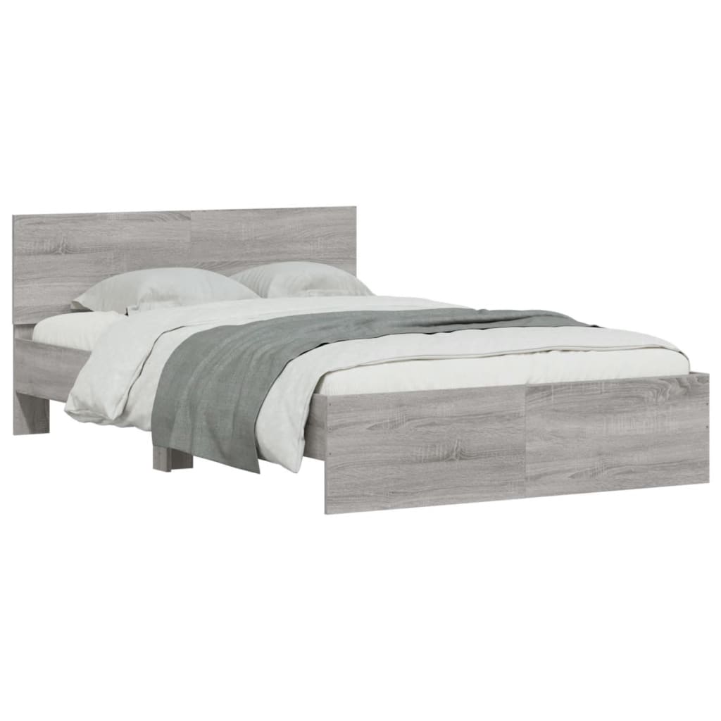 Bed Frame without Mattress Grey Sonoma 120x190 cm Small Double