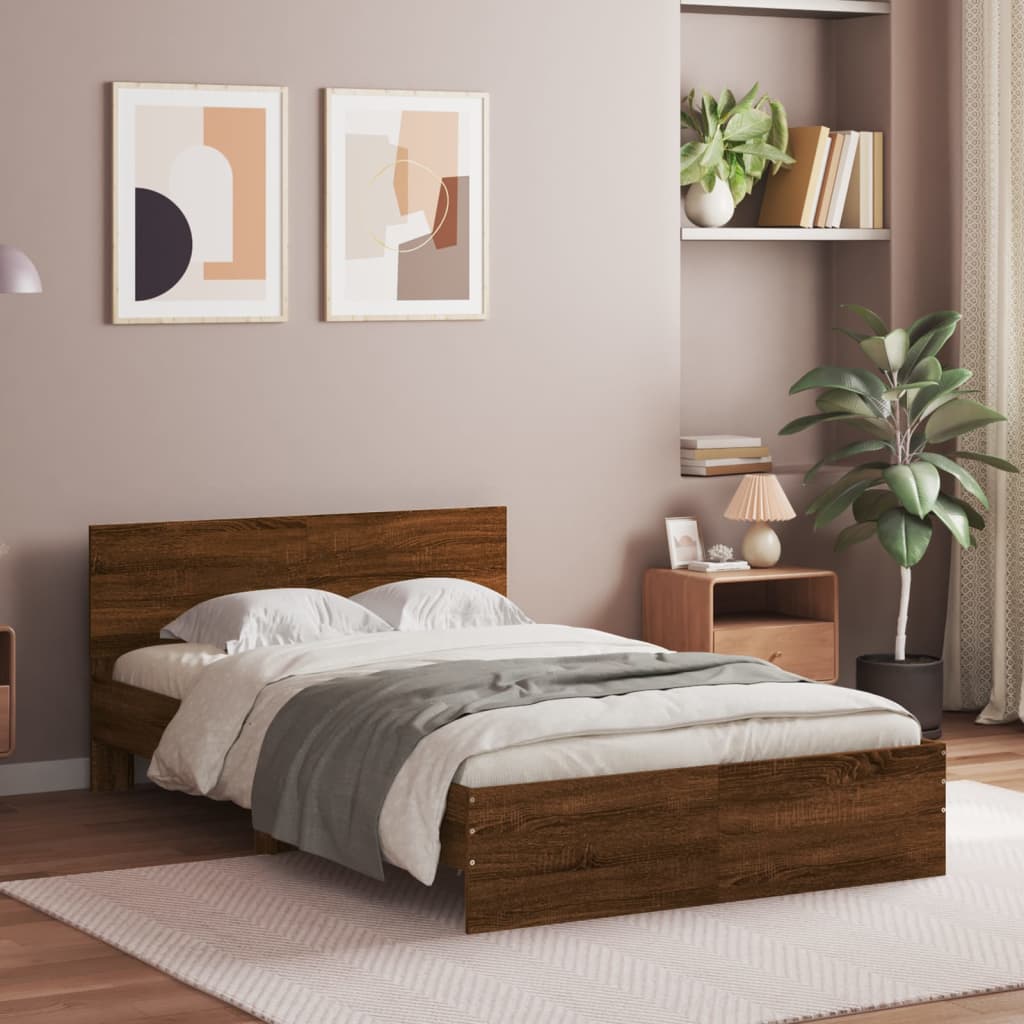 Bed Frame without Mattress Brown Oak 120x190 cm Small Double
