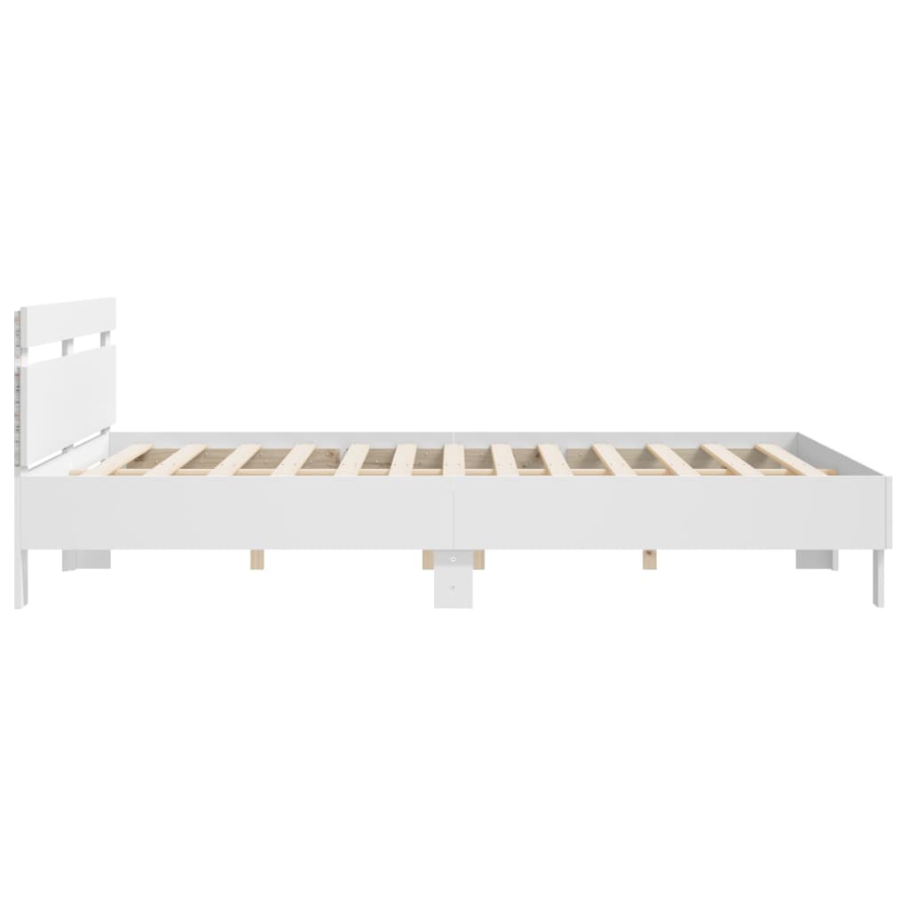 Bed Frame with LED without Mattress White 200x200 cm