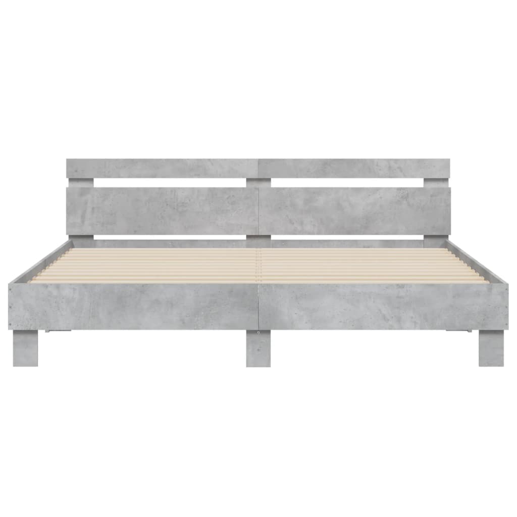 Bed Frame with LED without Mattress Concrete Grey 200x200 cm