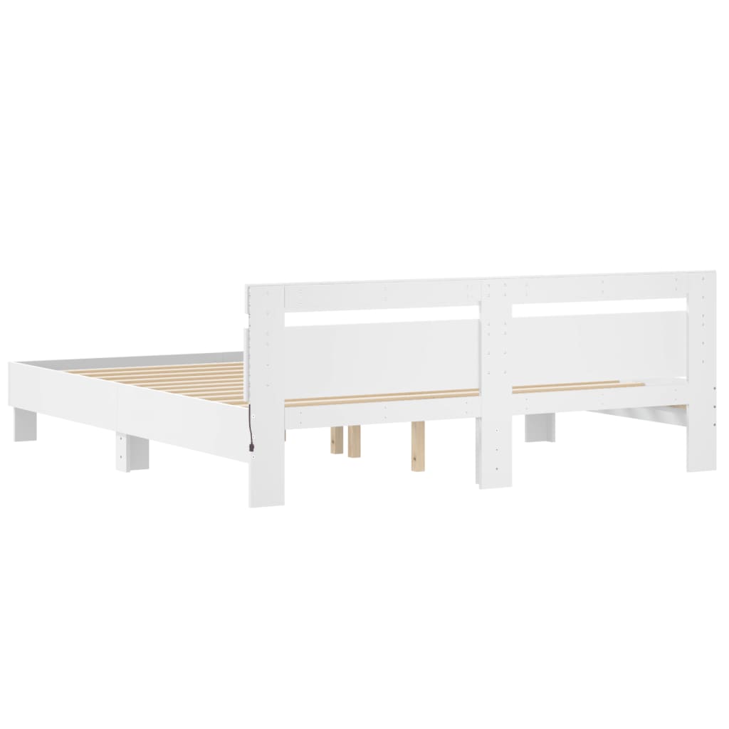 Bed Frame with LED without Mattress White 180x200 cm Super King