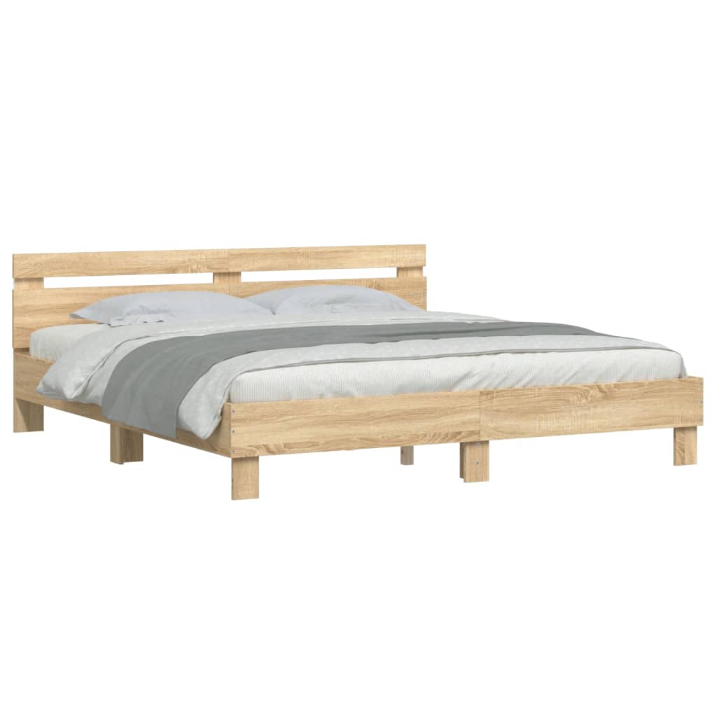 Bed Frame with LED without Mattress Sonoma Oak 180x200 cm Super King