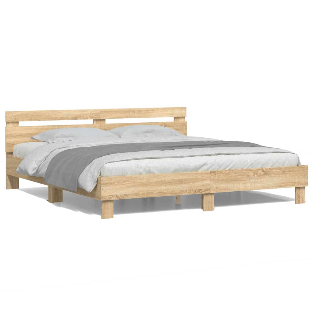 Bed Frame with LED without Mattress Sonoma Oak 180x200 cm Super King