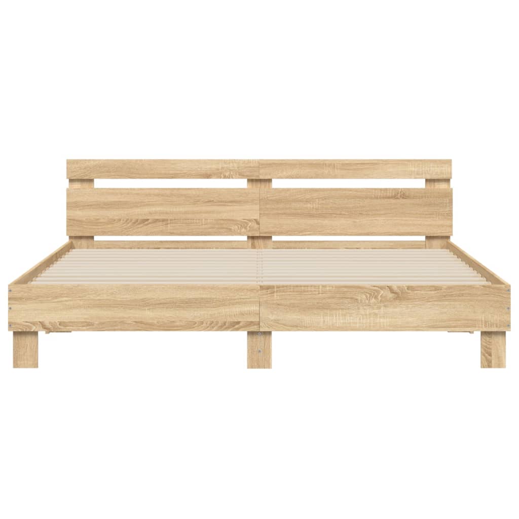 Bed Frame with LED without Mattress Sonoma Oak 180x200 cm Super King