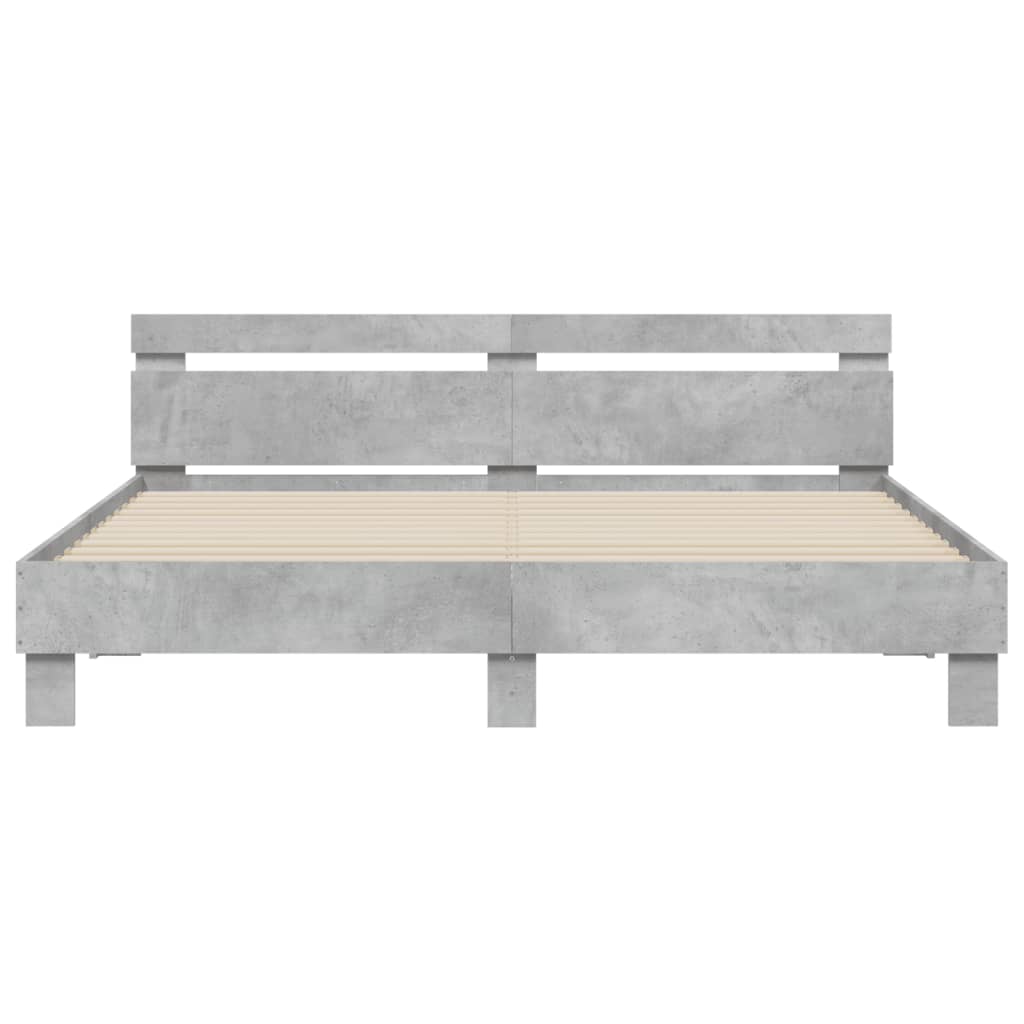 Bed Frame with LED without Mattress Concrete Grey 180x200 cm Super King
