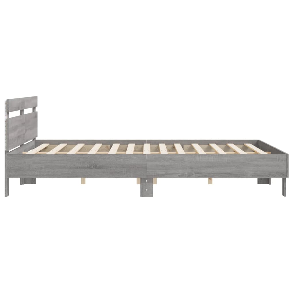 Bed Frame with LED without Mattress Grey Sonoma 180x200 cm Super King