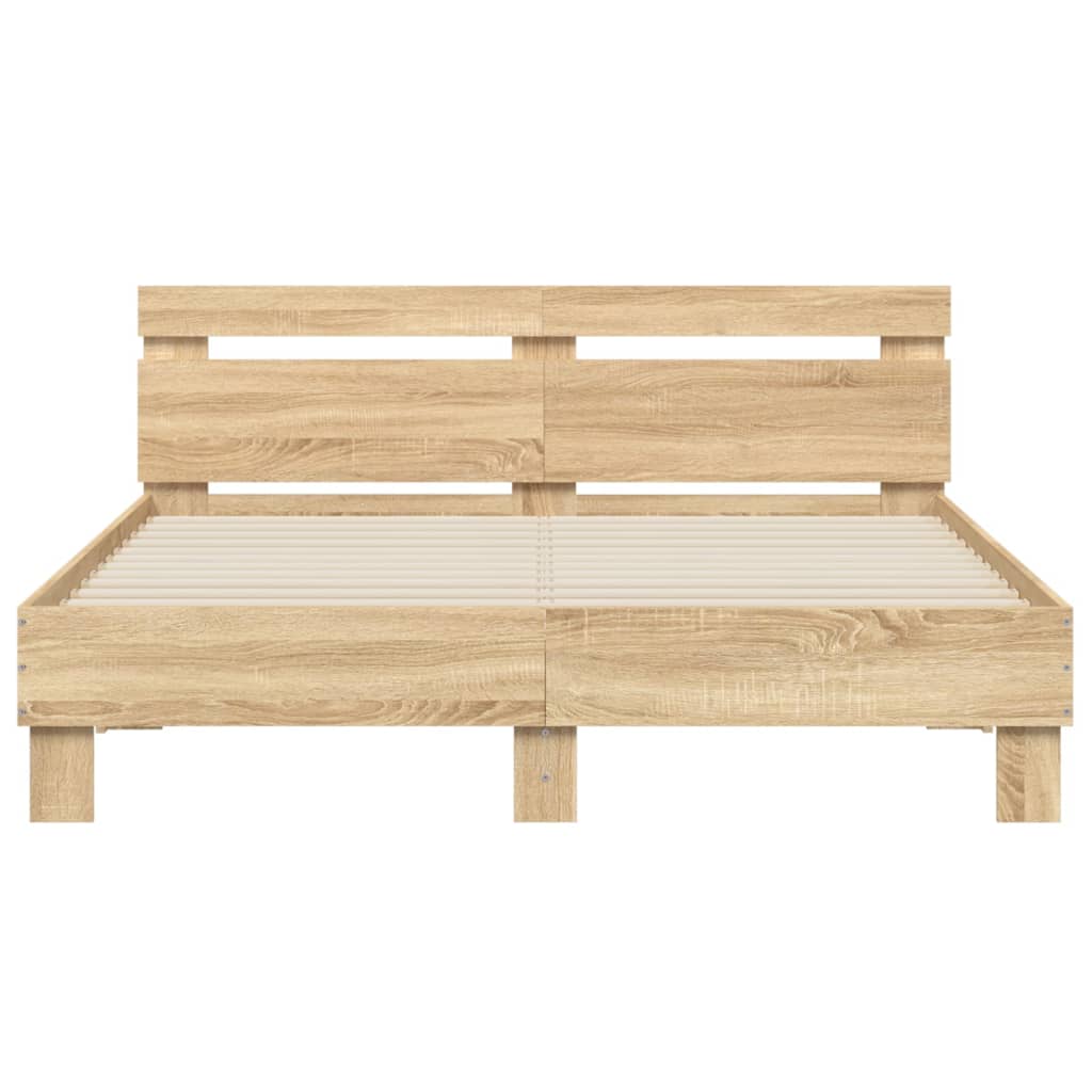 Bed Frame with LED without Mattress Sonoma Oak 150x200 cm King Size