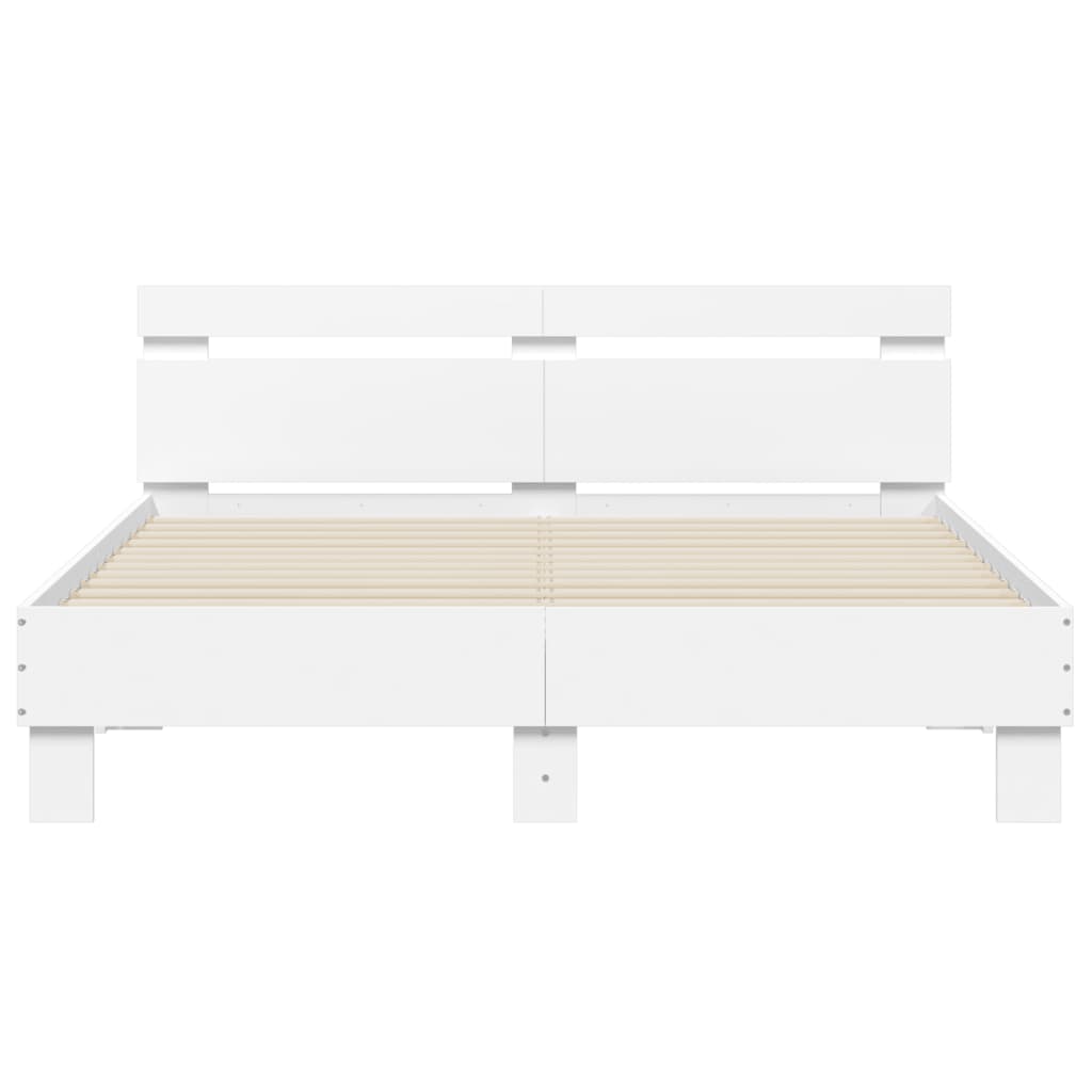 Bed Frame with LED without Mattress White 140x200 cm