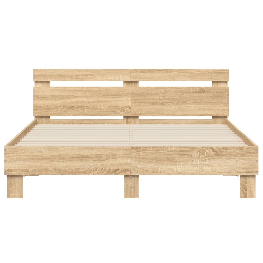 Bed Frame with LED without Mattress Sonoma Oak 140x200 cm