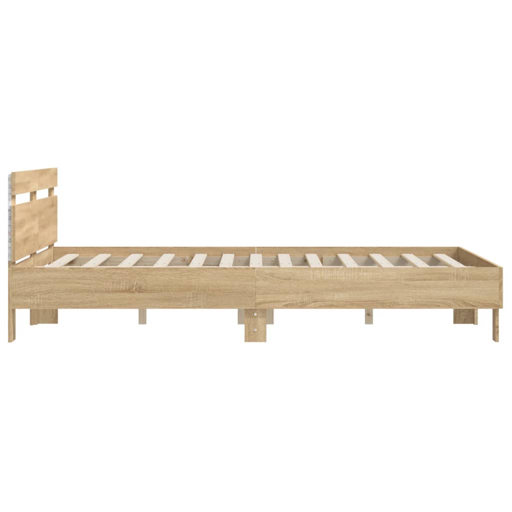 Bed Frame with LED without Mattress Sonoma Oak 140x200 cm