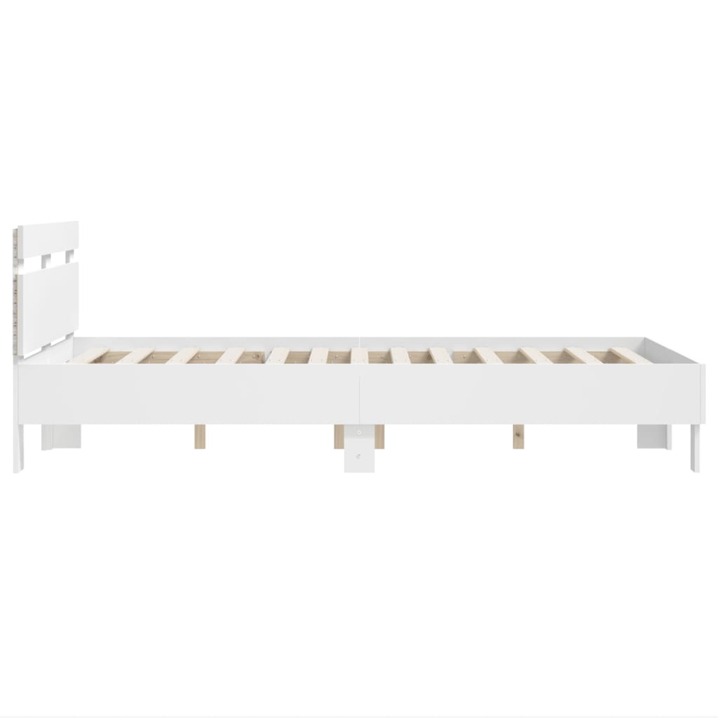 Bed Frame with LED without Mattress White 120x200 cm
