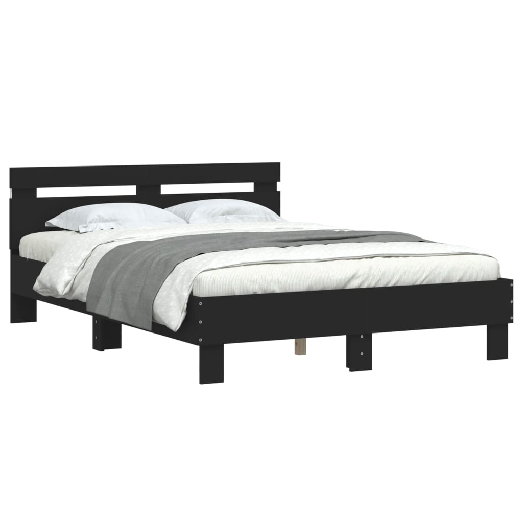 Bed Frame with LED without Mattress Black 120x200 cm