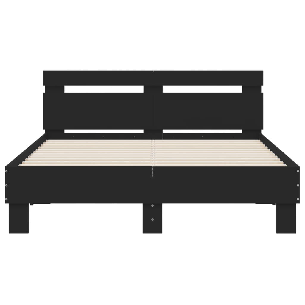 Bed Frame with LED without Mattress Black 120x200 cm