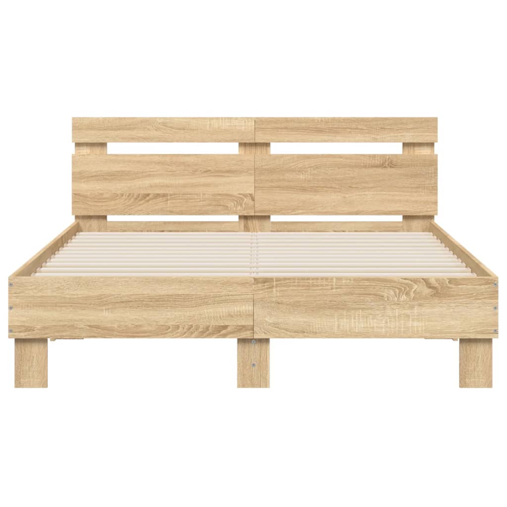 Bed Frame with LED without Mattress Sonoma Oak 120x200 cm
