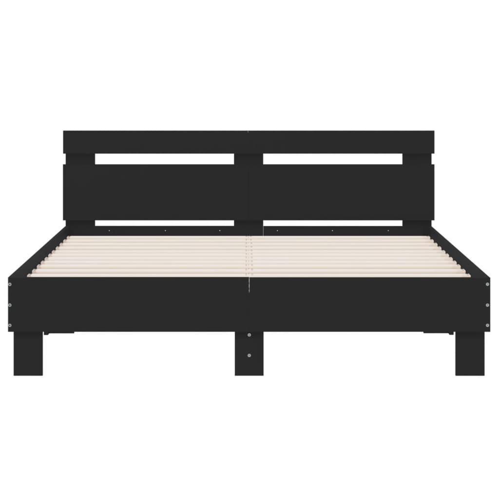 Bed Frame with LED without Mattress Black 140x190 cm