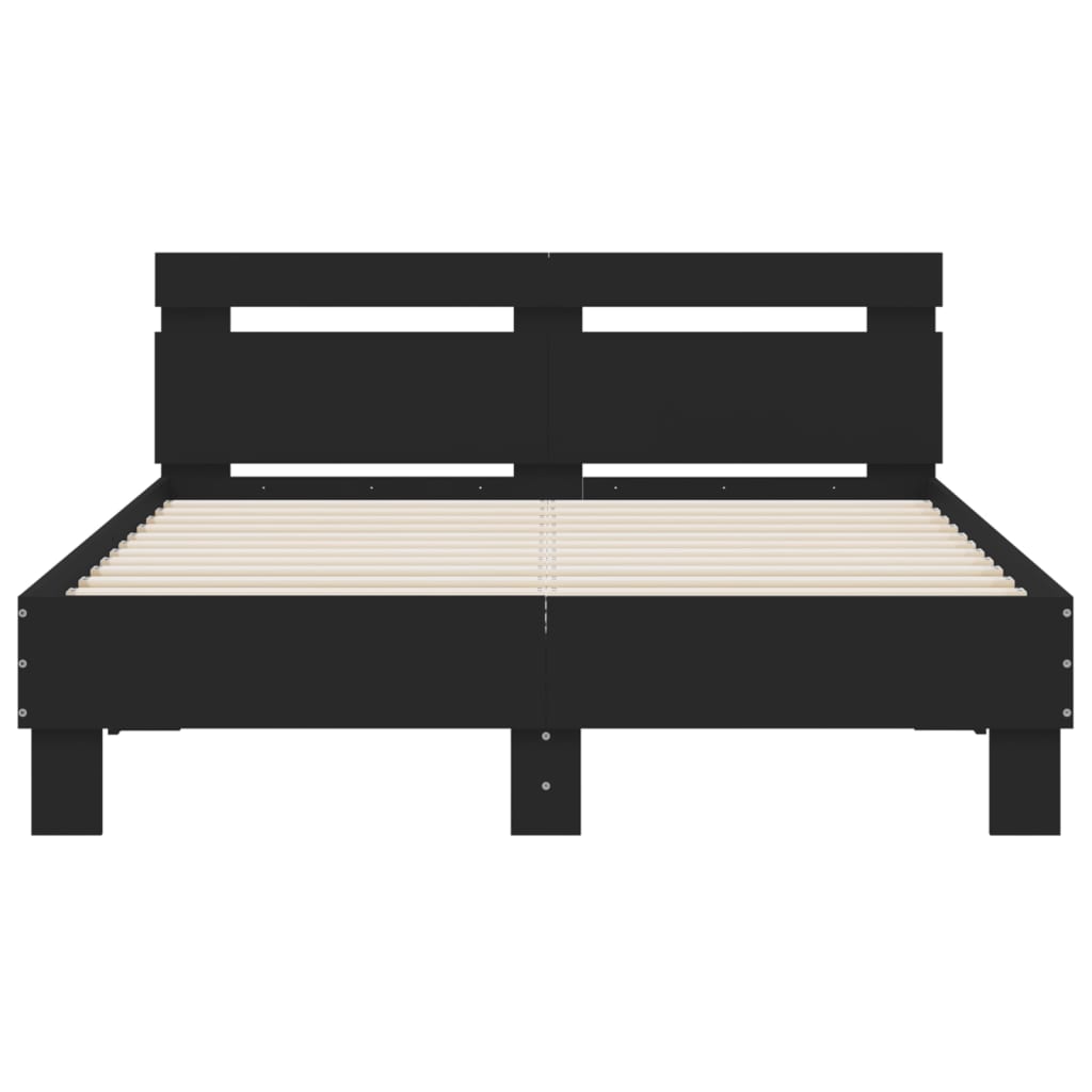 Bed Frame with LED without Mattress Black 135x190 cm Double