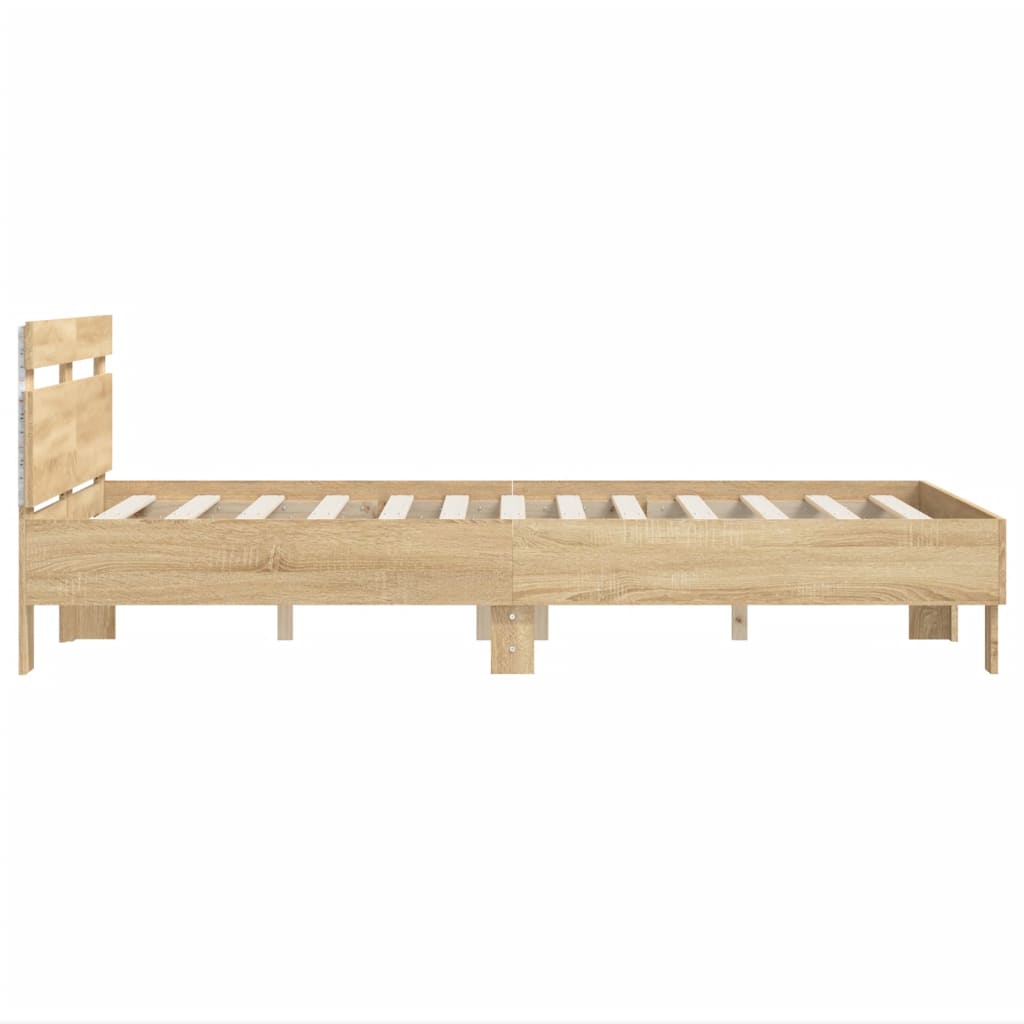 Bed Frame with LED without Mattress Sonoma Oak 135x190 cm Double