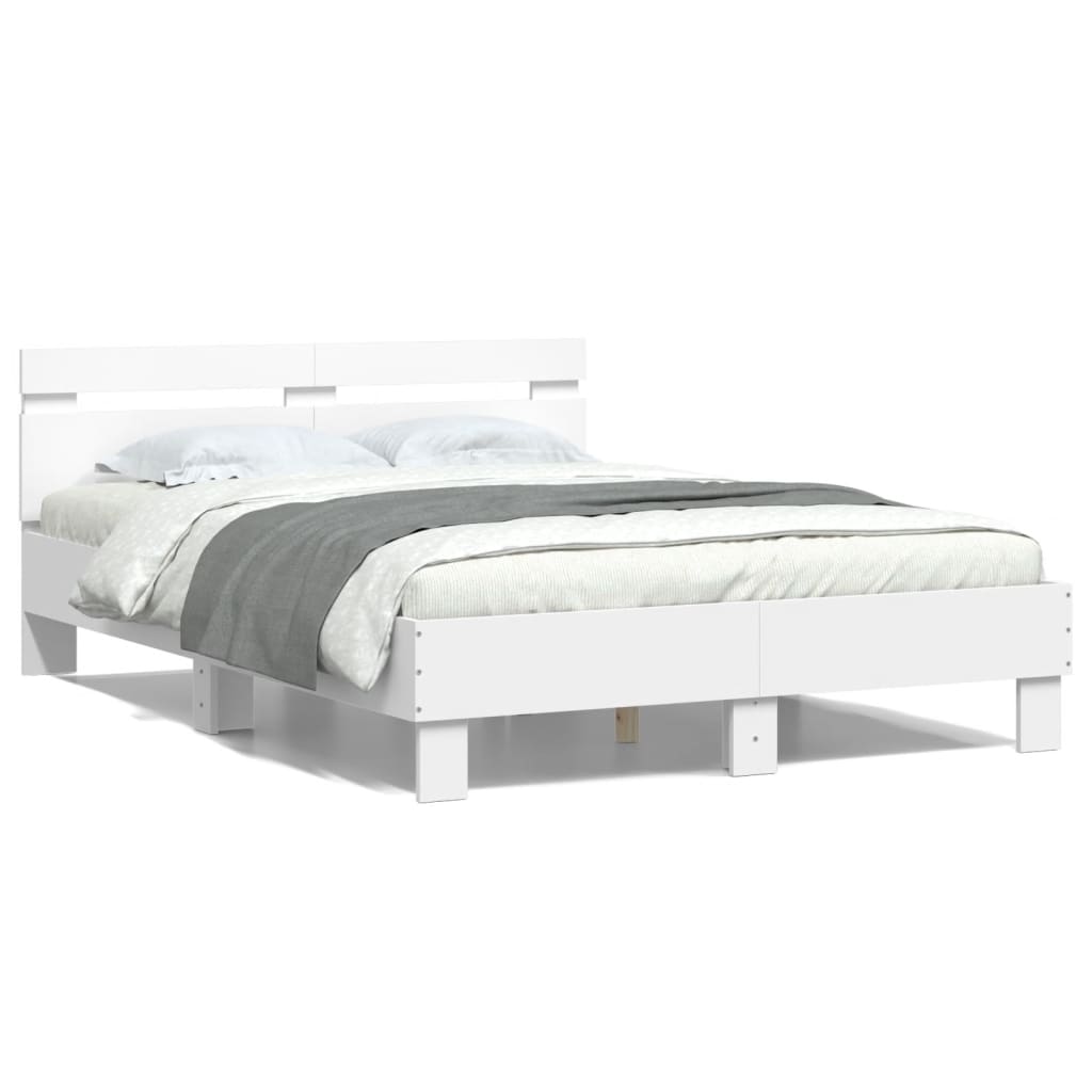Bed Frame with LED without Mattress White 120x190 cm Small Double