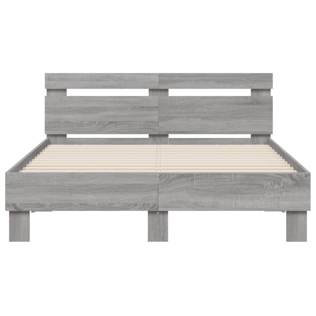 Bed Frame with LED without Mattress Grey Sonoma 120x190 cm Small Double