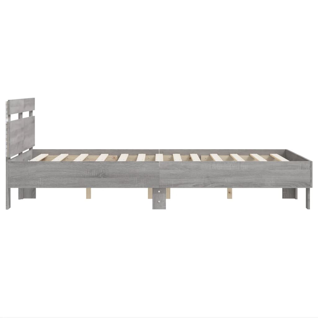 Bed Frame with LED without Mattress Grey Sonoma 120x190 cm Small Double