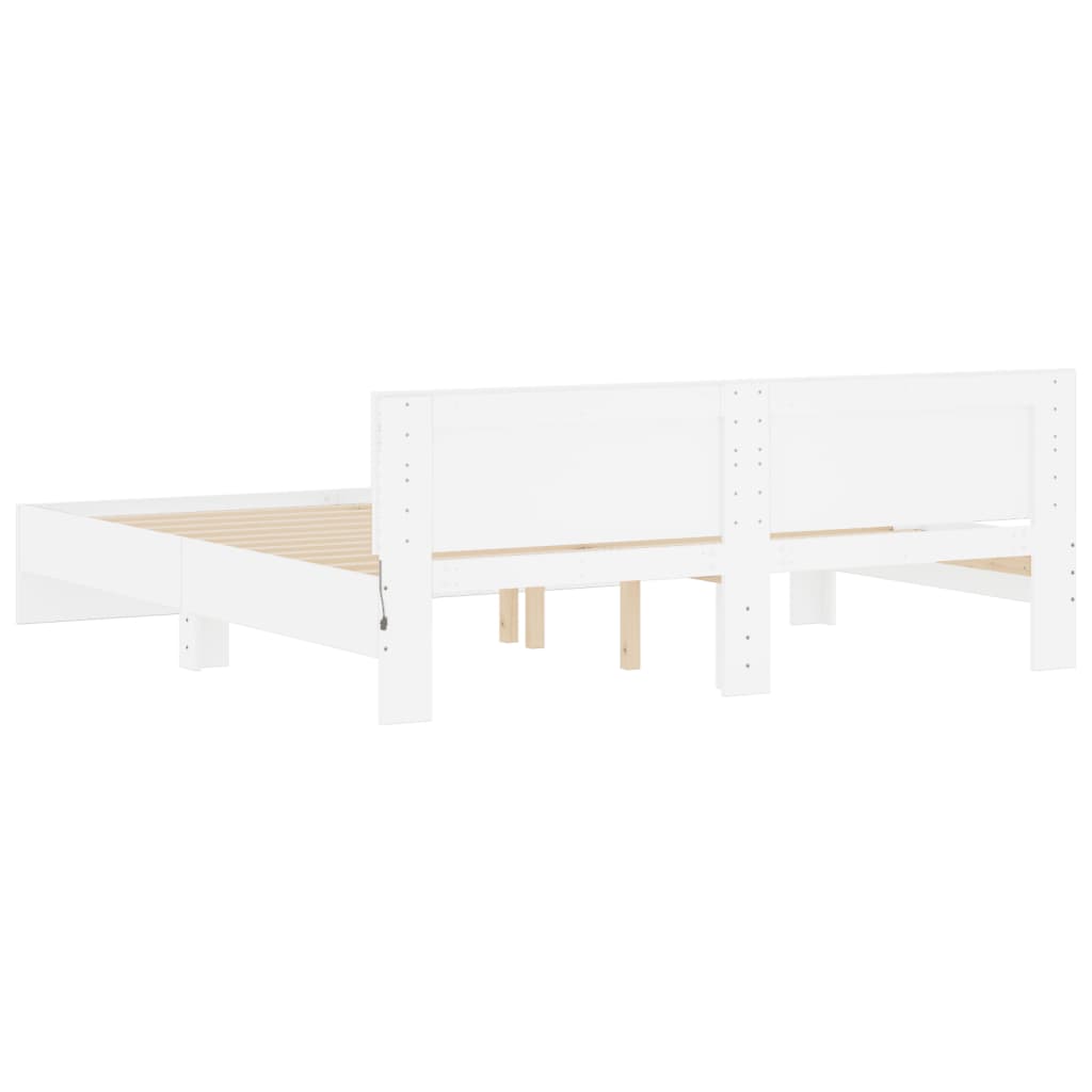 Bed Frame with LED without Mattress White 200x200 cm