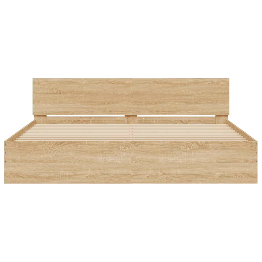 Bed Frame with LED without Mattress Sonoma Oak 200x200 cm