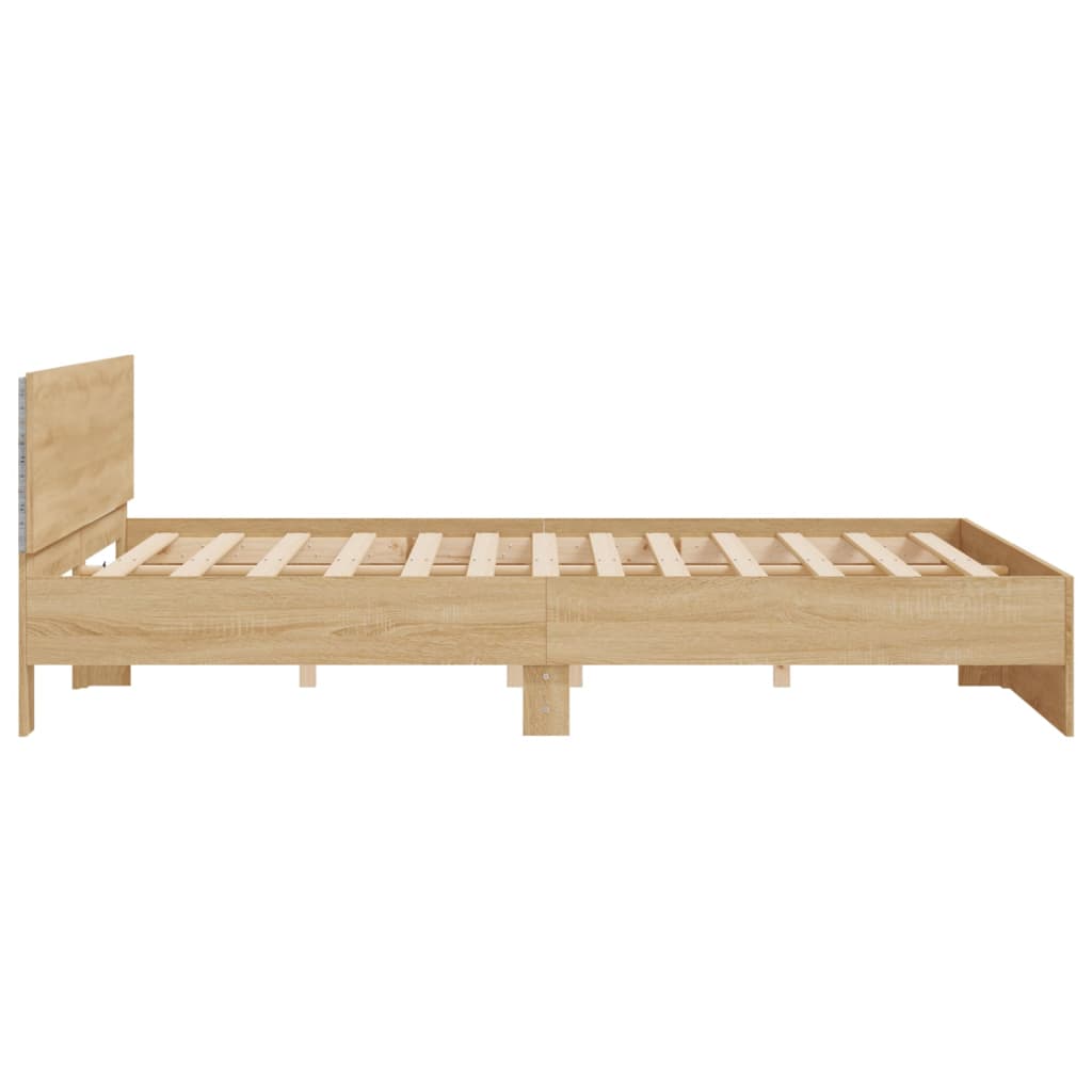 Bed Frame with LED without Mattress Sonoma Oak 200x200 cm