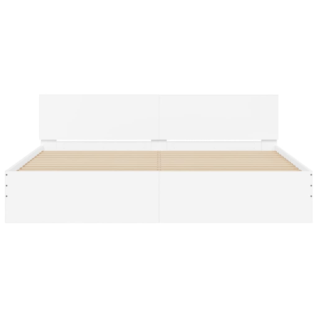Bed Frame with LED without Mattress White 180x200 cm Super King