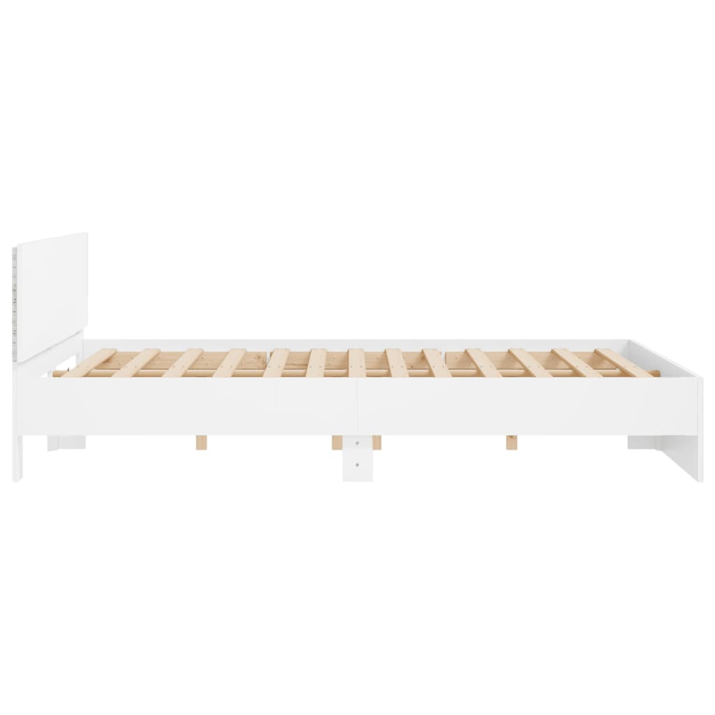 Bed Frame with LED without Mattress White 180x200 cm Super King