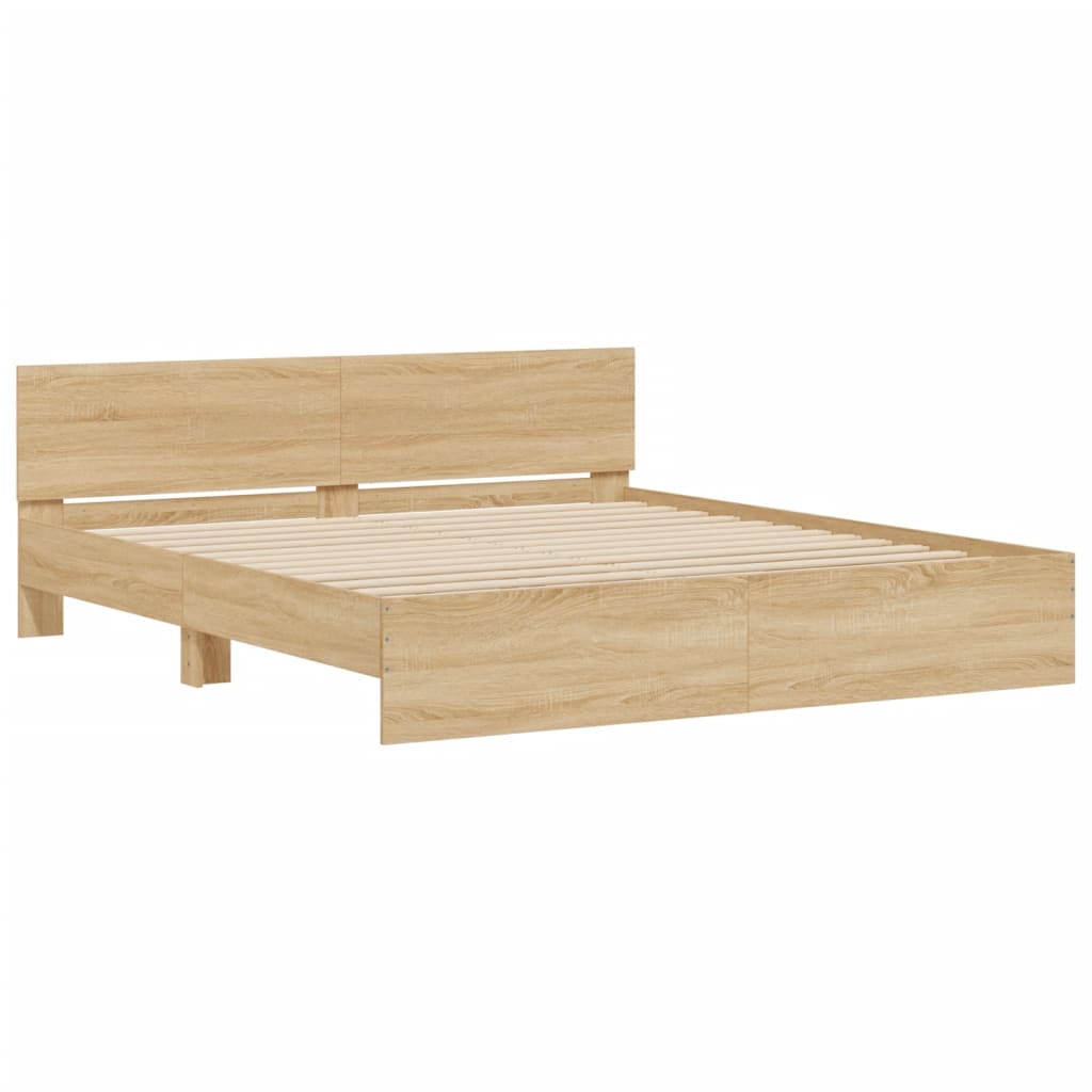 Bed Frame with LED without Mattress Sonoma Oak 180x200 cm Super King