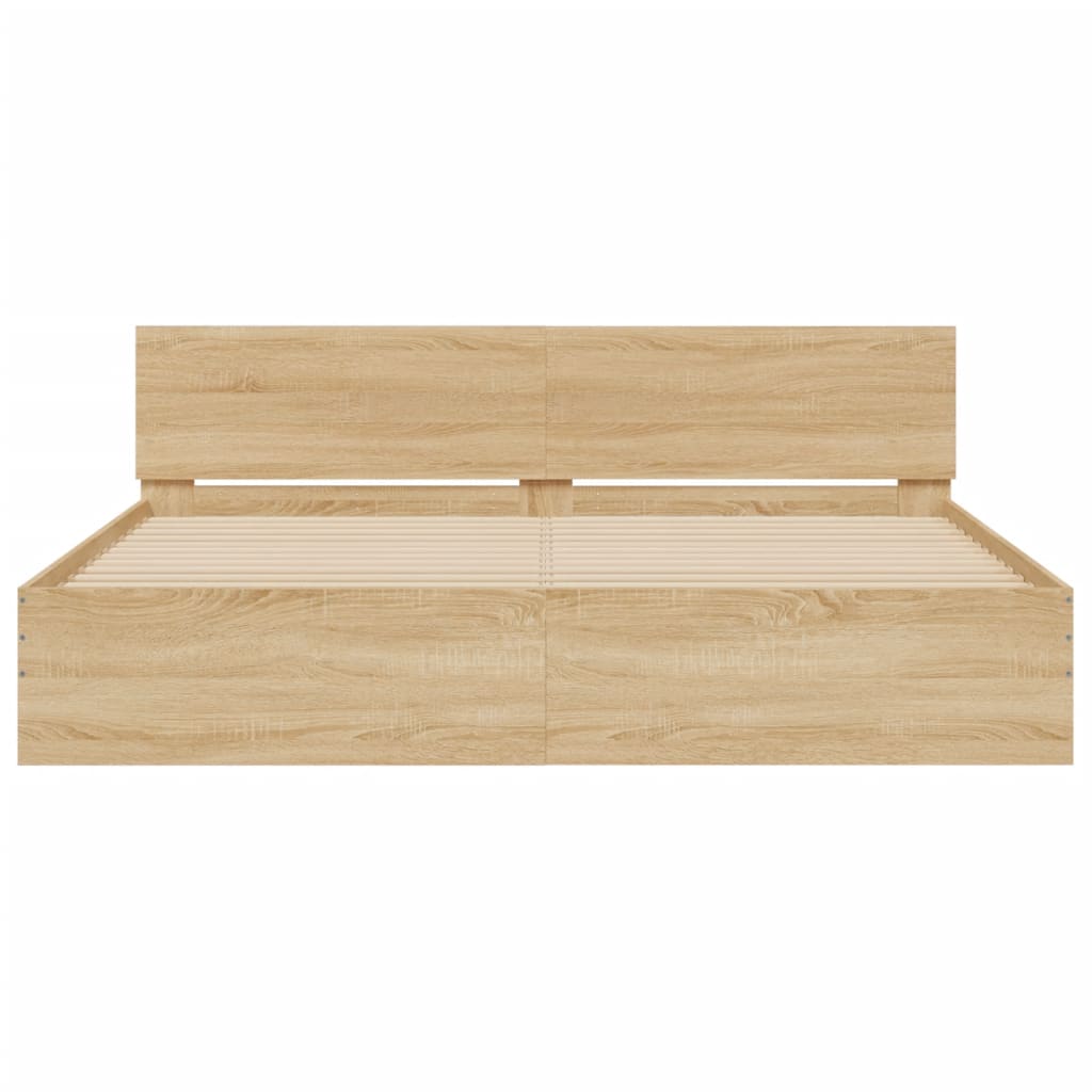 Bed Frame with LED without Mattress Sonoma Oak 180x200 cm Super King