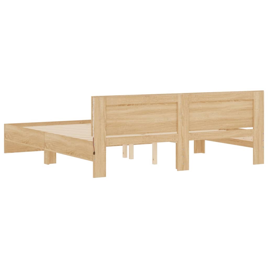 Bed Frame with LED without Mattress Sonoma Oak 180x200 cm Super King