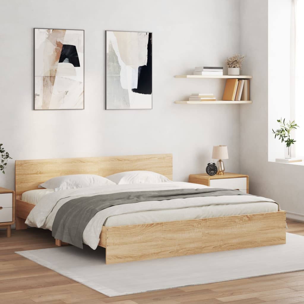 Bed Frame with LED without Mattress Sonoma Oak 180x200 cm Super King