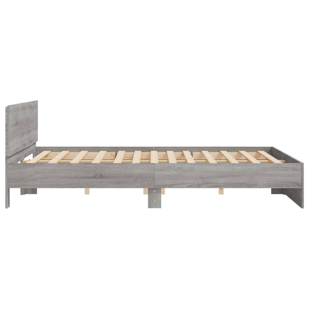 Bed Frame with LED without Mattress Grey Sonoma 180x200 cm Super King
