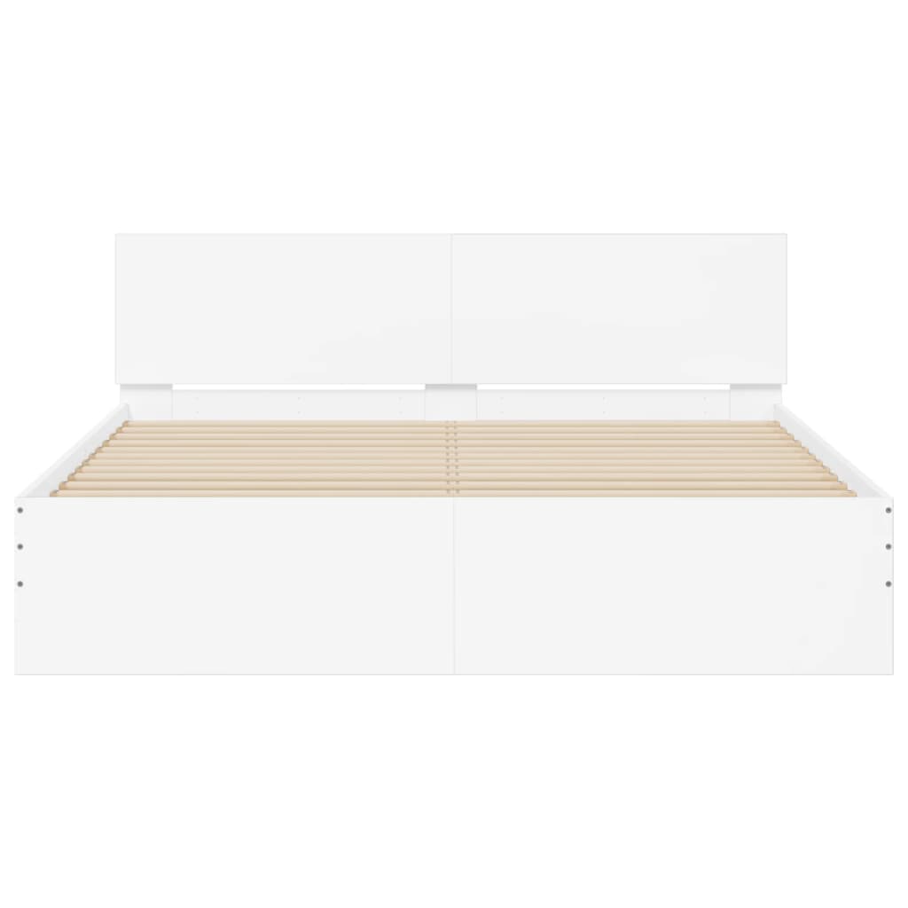 Bed Frame with LED without Mattress White 160x200 cm