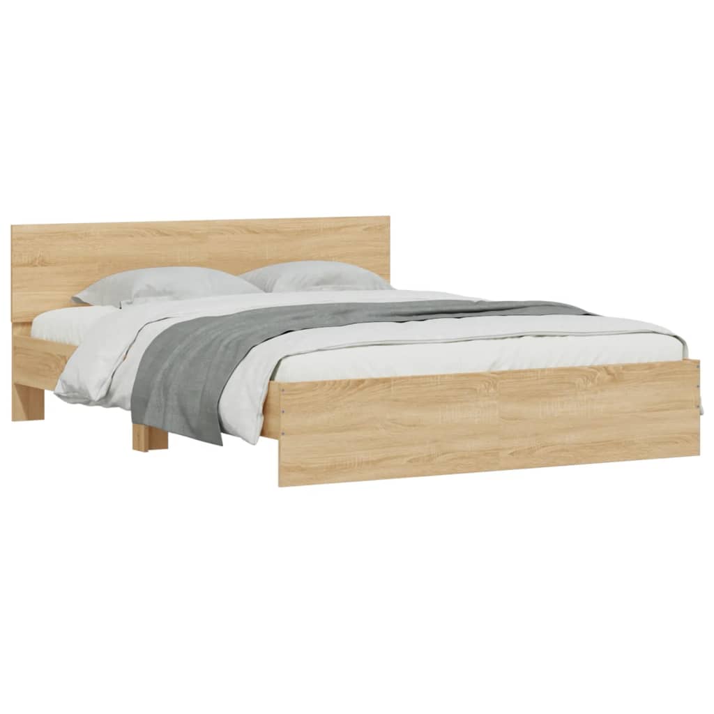 Bed Frame with LED without Mattress Sonoma Oak 160x200 cm